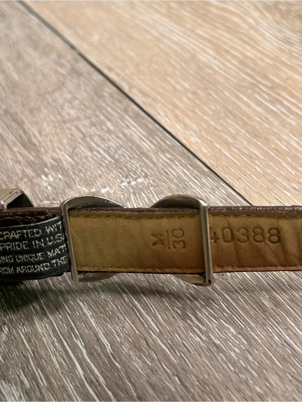 Brighton Brown Croc Embossed Leather Belt Silver Gold Two Tone Western Size 30